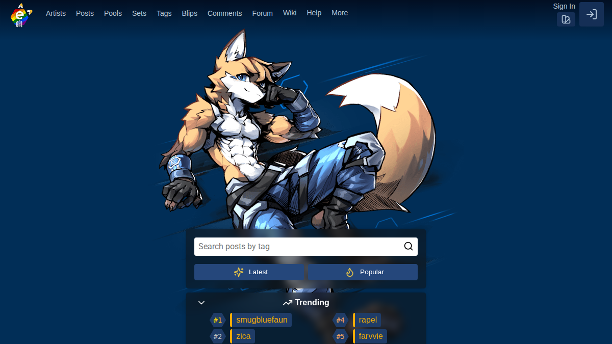 E621 · -sivuston esikatselu