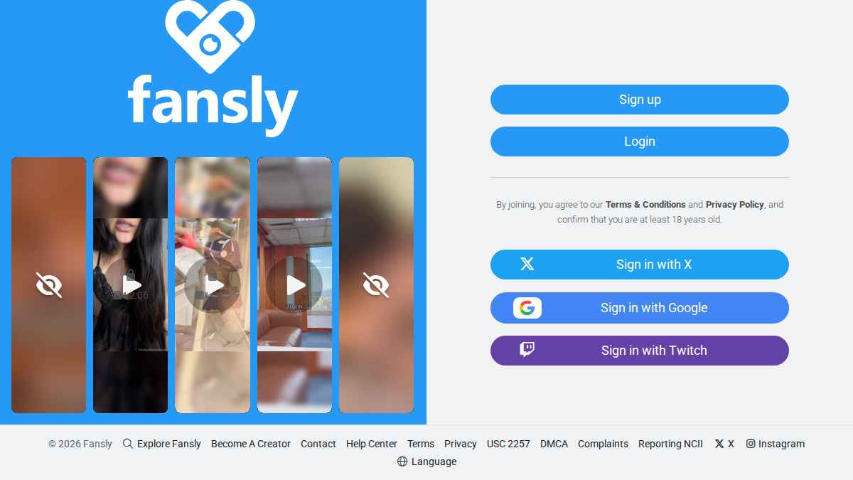 Fansly · -sivuston esikatselu