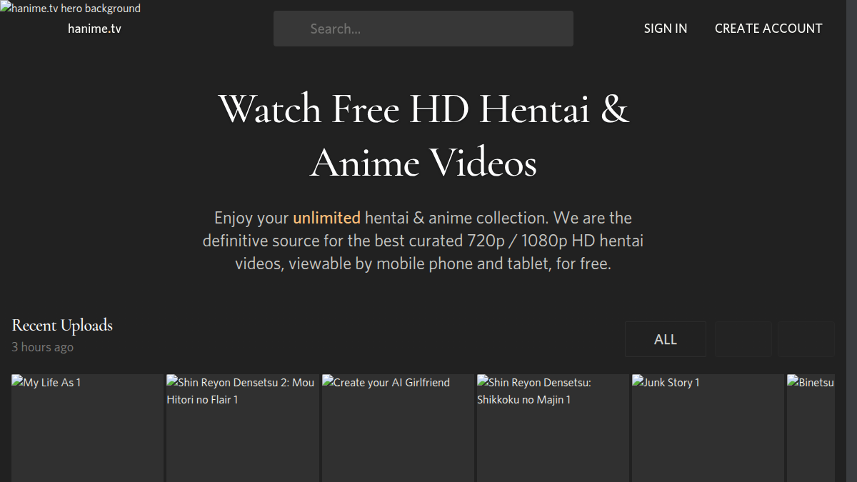 Hanime.tv · -sivuston esikatselu