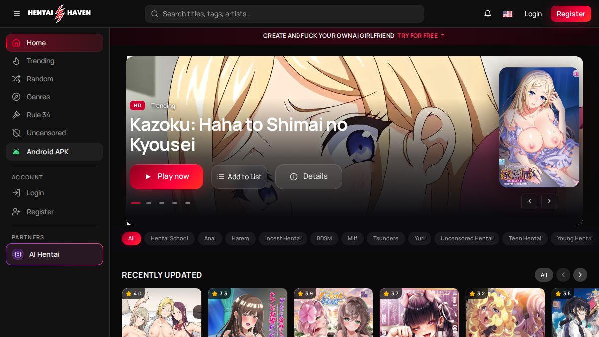 Hentai Haven · -sivuston esikatselu