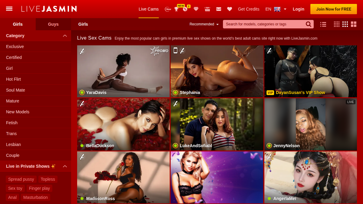 LiveJasmin · -sivuston esikatselu
